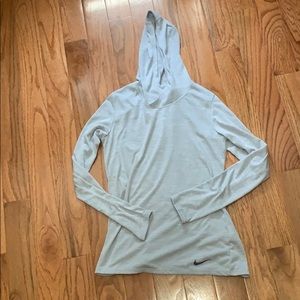 Nike Grey Dri-Fit Ling Sleeve With Hood